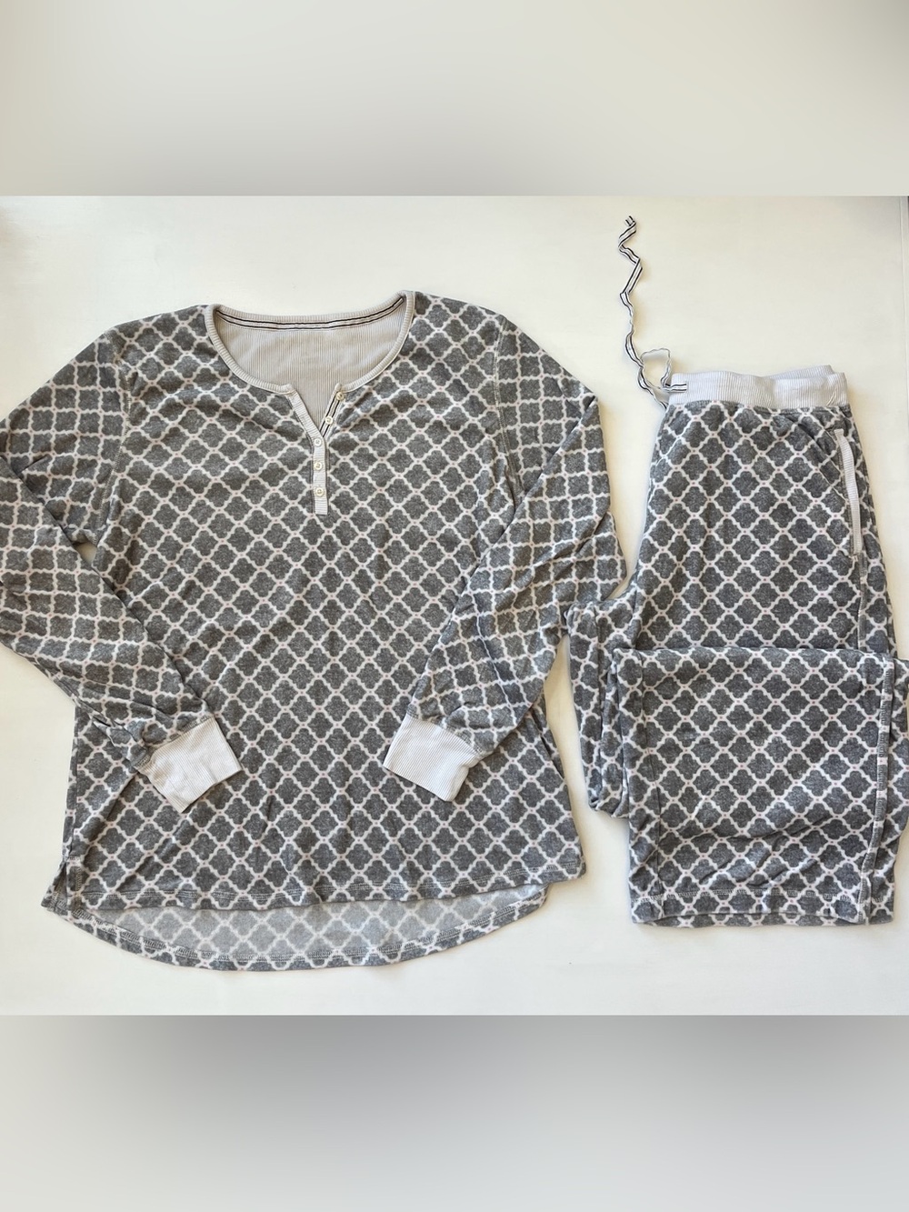 Nautica Grey Patterned Long Sleeve Pajama Set